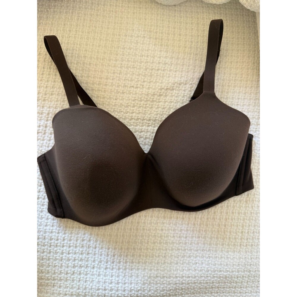 Wacoal How Perfect Wire Free T-Shirt Bra 38D Brown Wireless Contour Smooth EUC